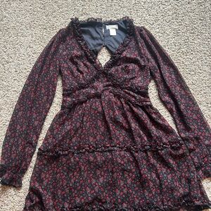 Altar'd State Black Dress with Red Floral Accents